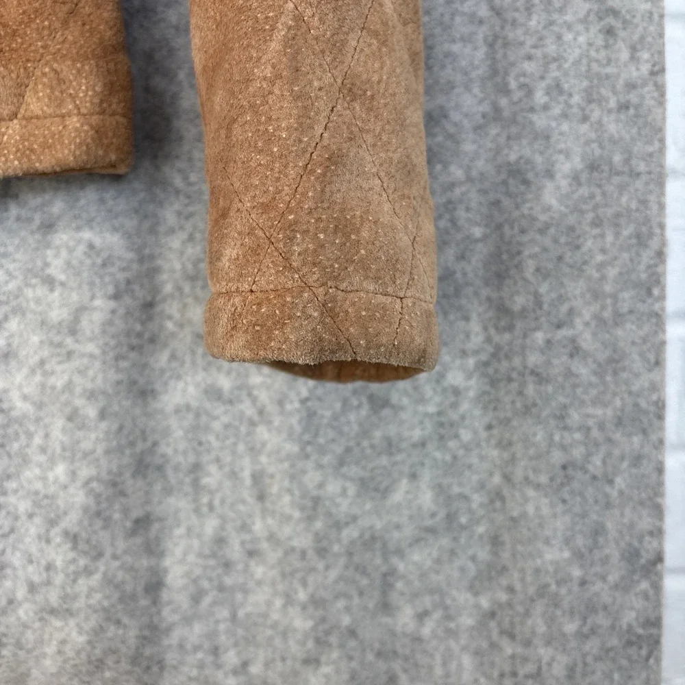 Vintage Casablanca Suede Leather Jacket Womens S Brown Zip Front Retro Coat - Picture 9 of 16